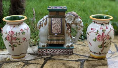 Earthenware: elephant forming a stand. H....