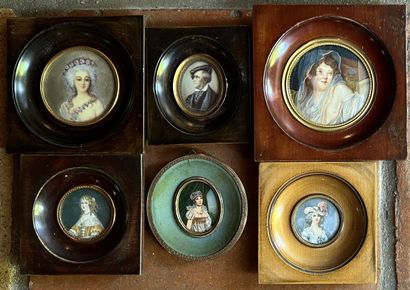 Set of six miniatures or miniature processes...