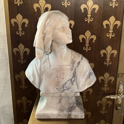 Bust of Joan of Arc in marble and alabaster....
