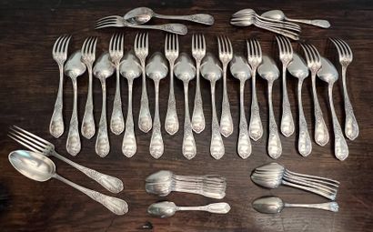 Set of silver-plated flatware: eleven silver-plated...