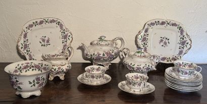 Porcelain cake service with lilac branch...
