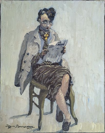 REX-BARAT (1914-1974): SEATED WOMAN READING...