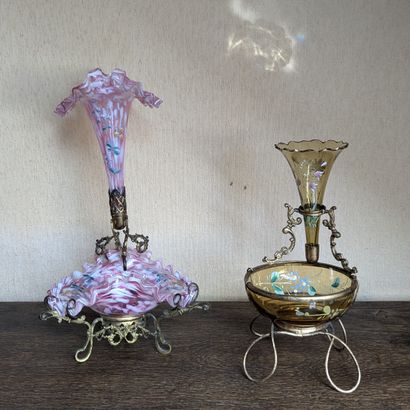 Two baguiers forming a cornet vase, with...