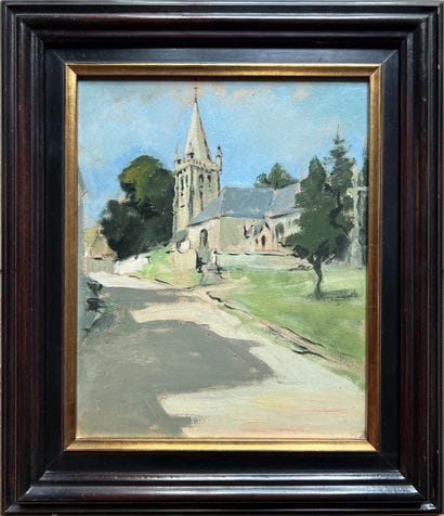 MACQUART (1916-1972): VILLAGE CHURCH. Oil...
