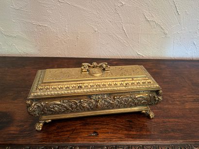 Large bronze case in the form of a cassone,...