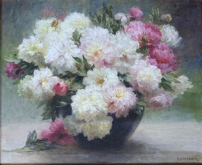 Achille CESBRON (1849-1913): BOUQUET DE PIVOINES....