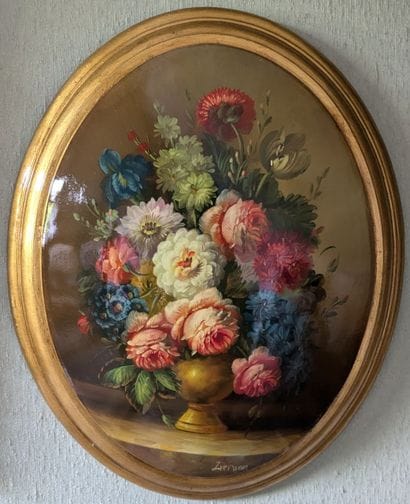 Domed medallion process depicting a vase...