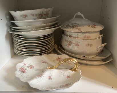 Limoges. Part of a white porcelain dinner...