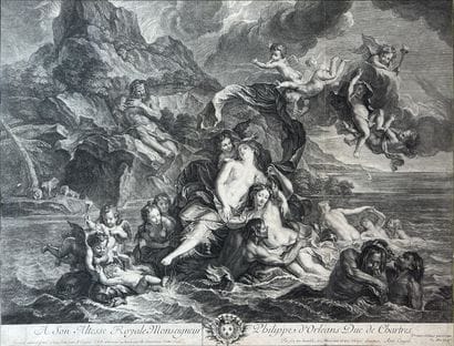 After Coypel: LE CHAR D'AMPHITRITE. Black...