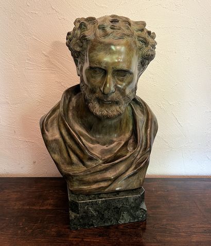 Bust of a man à l'Antique, in bronze with...