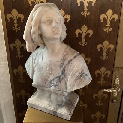 Bust of Joan of Arc in marble and alabaster....