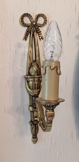 Pair of single-light wall sconces, torch...