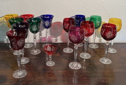 Two suites of seven Rhine wine glasses in...