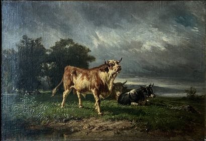 Constant TROYON (1810-1865): HERD IN A LANDSCAPE....