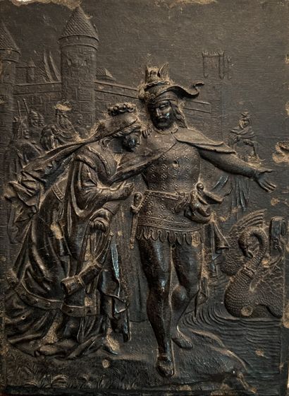 Small molded composition panel depicting...