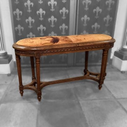 Banquette de piano en bois naturel mouluré...