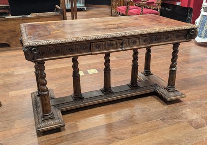 Grande table bureau en bois naturel, la ceinture...