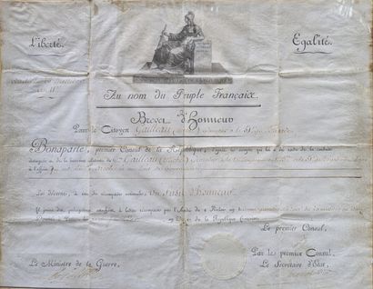 Rare brevet pour fusil d'Honneur au nom du...
