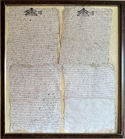 Ensemble de quinze documents notariés, actes...