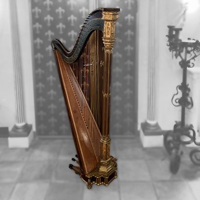 Harpe de la Maison Erard en placage de palissandre...