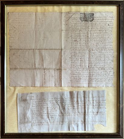 Ensemble de quinze documents notariés, actes...