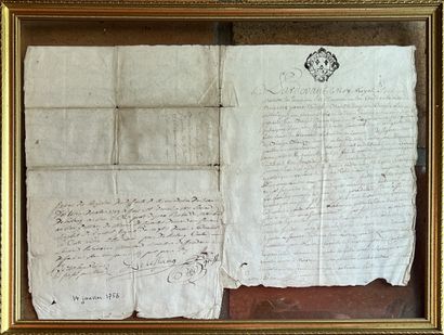 Ensemble de quinze documents notariés, actes...