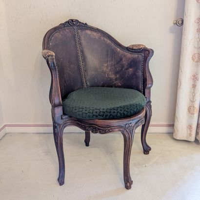 Fauteuil de bureau en bois naturel, le dossier...