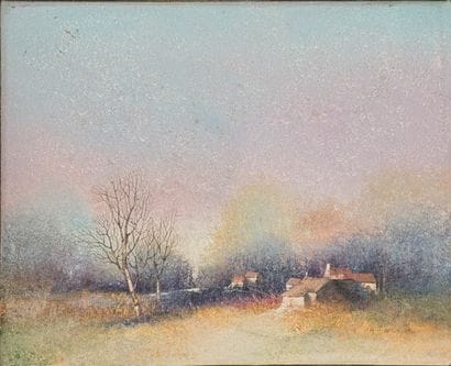 A. MANGIN*** : PAYSAGE AUX ARBRES DENUDES...