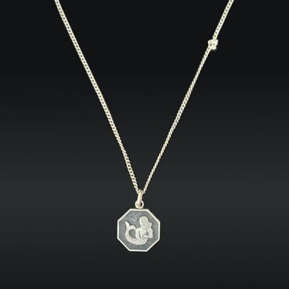 Chaîne et médaille octogonale en argent (800),...