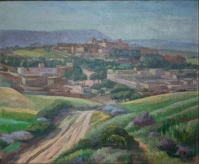 René PIA (1886-1950) : VUE D'HAMMAMET. Huile...