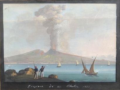 Ecole du Pausilippe du XIXème siècle: L’ERUPTION...