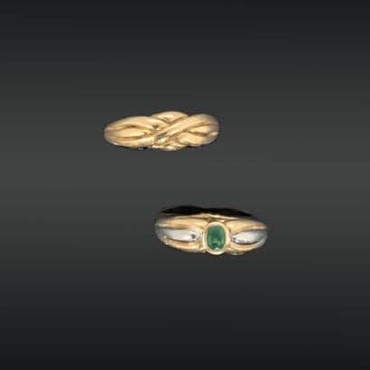 Bague en or jaune et or gris 18K (750), sertie...