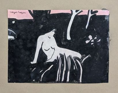 Ecole MODERNE : BAIGNEUSE. Encre et aquarelle,...