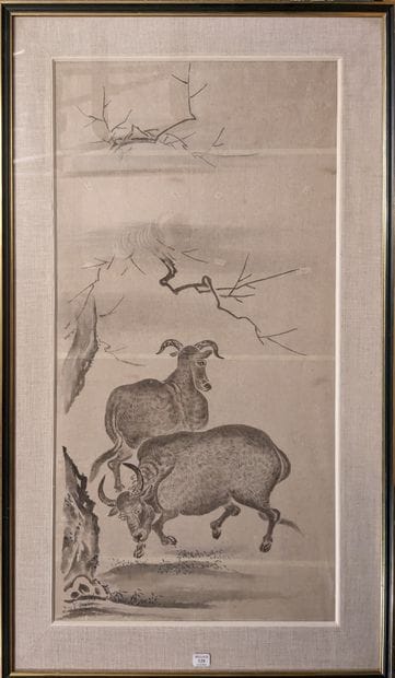JAPON - Epoque EDO (1603/1868). Encre polychromie...