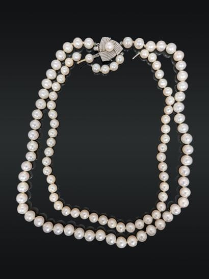 Collier de deux rangs de perles de culture...