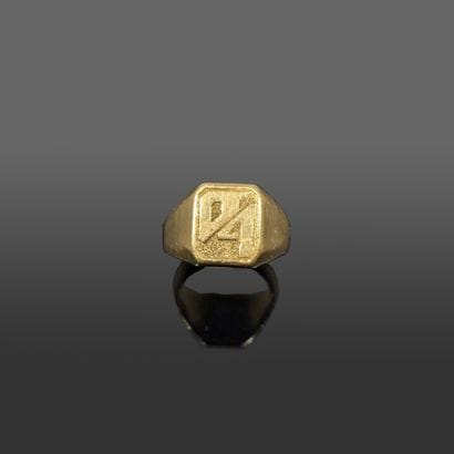 Chevalière d'homme en or jaune 18K (750),...