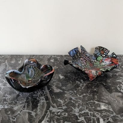 MURANO. Ensemble de deux vide-poches en verre...