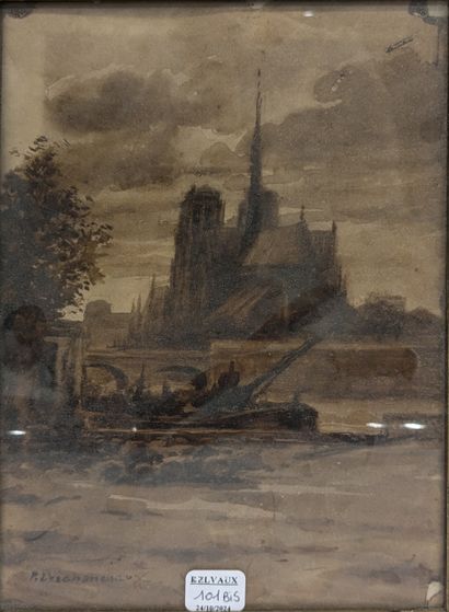 Ensemble de dessins du XIXe siècle : - RUISSEAU...