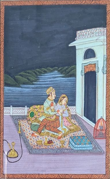 Miniature indienne sur toile représentant...