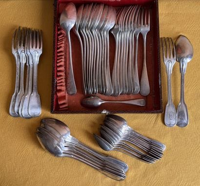 Mannette de couverts en métal argenté, modèles...