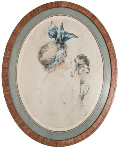 Louis ICART (1888-1950) : FILLETTE AU RUBAN...