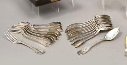 Suite of twelve pieces of silver flatware...