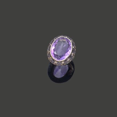 Ring in 18K (750) yellow gold and 925 silver,...