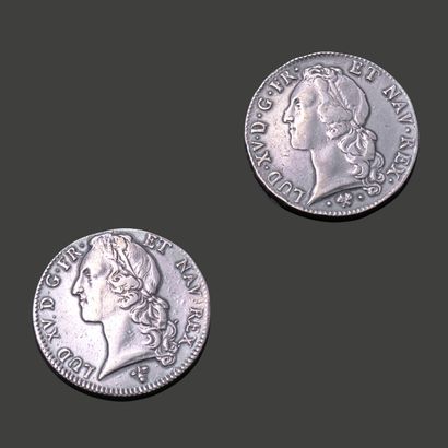 Deux pièces : - Louis XV, écu au bandeau...