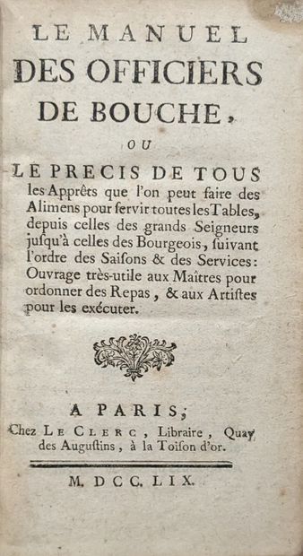 [MENON Joseph (ca. 1700-1771)] : Le Manuel...