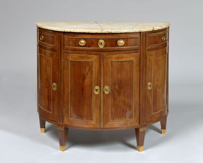 Mahogany and mahogany veneer half-moon chest...
