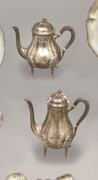 Verseuse et théière en argent (925), à décor...