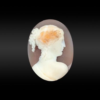Oval cameo on hard stone, decorated with...