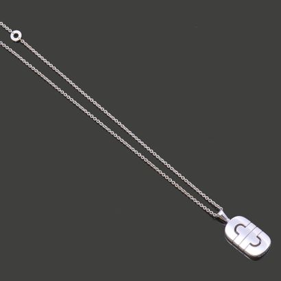 BULGARI. 18K (750) white gold chain and pendant,...