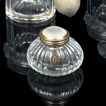 MUST by CARTIER. Glass inkwell with gadrooned...